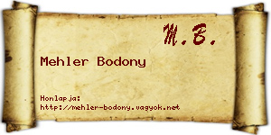 Mehler Bodony névjegykártya